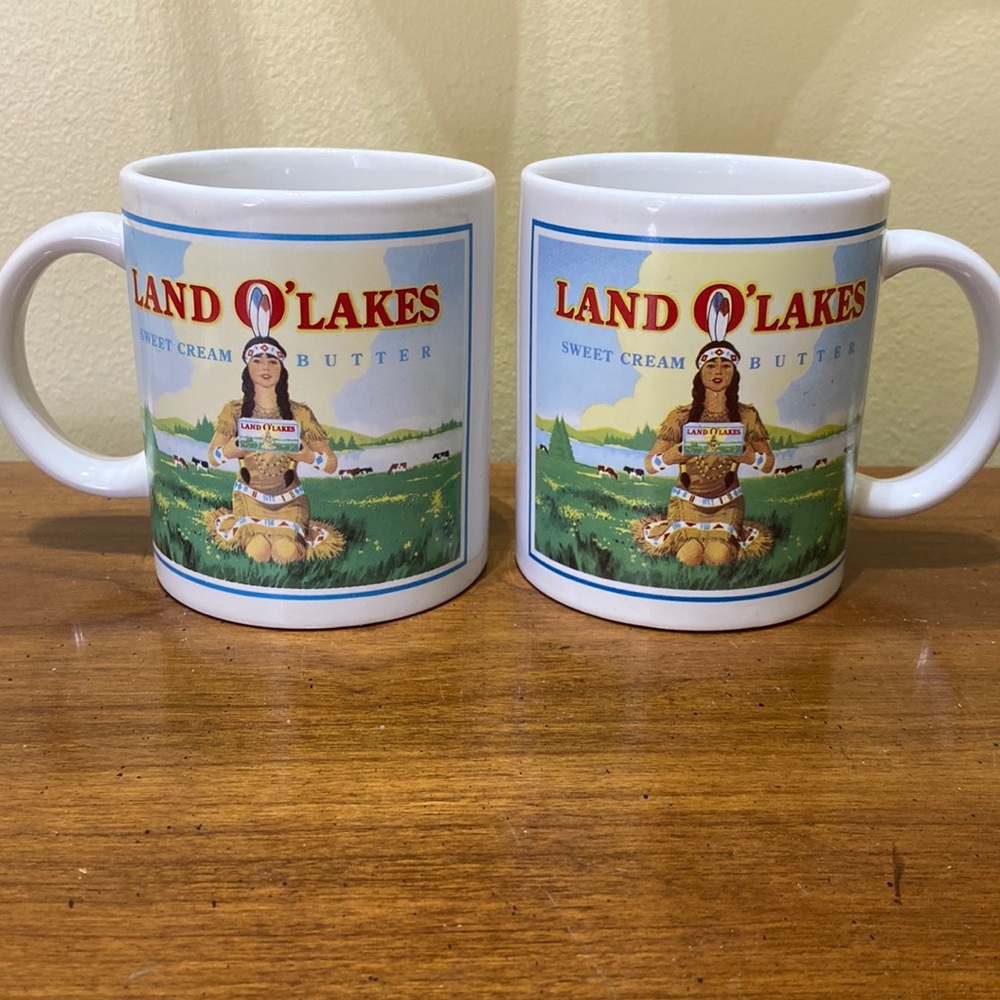 Land O’Lakes Butter mugs with Mia Indian girl set of two